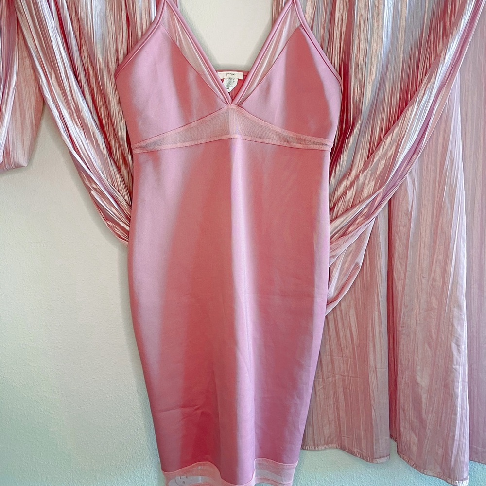 Pink Bodycon Dress with Mesh Detail